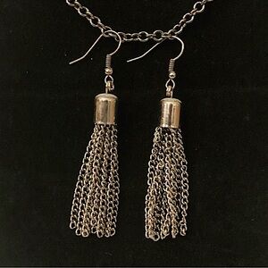 Gunmetal Chain Dangle Hook Earrings